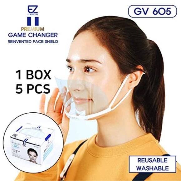 Face Shield 2021 Transparent Sanitary Reusable Washable (PACK OF 5 pcs) - Picture 1 of 6